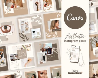 Instagram Post Templates Canva - Minimal and aesthetic Instagram Branding - Nude colors Instagram Posts - Canva Templates