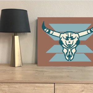 Downloadable Art, Western Longhorn, brown longhorn, Instant Download, Desert Art, Printable, Wall Decor, western Decor, Digital Art, skull
