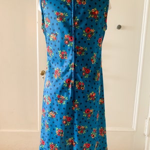 Vintage 1970s Polyester Floral Shift Dress Large Size image 3