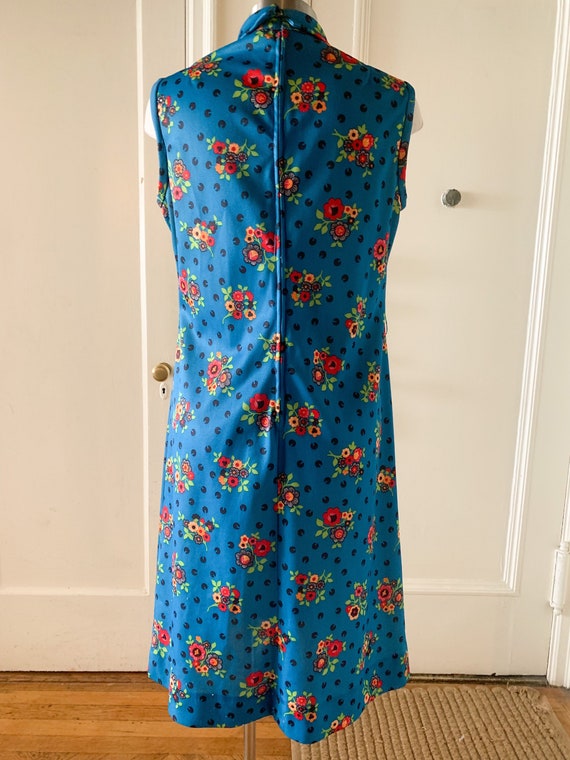 Vintage 1970s Polyester Floral Shift Dress Large … - image 3