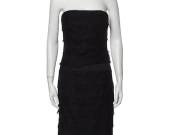 ML by Monique L’Huillier Black Lace Cocktail Strapless Mini Dress size 4