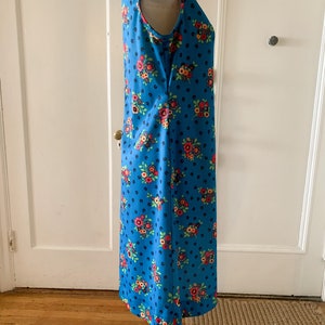 Vintage 1970s Polyester Floral Shift Dress Large Size image 8