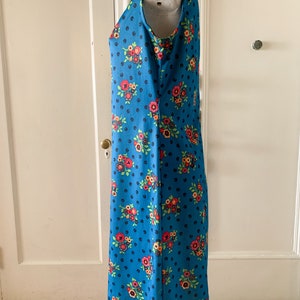 Vintage 1970s Polyester Floral Shift Dress Large Size image 4