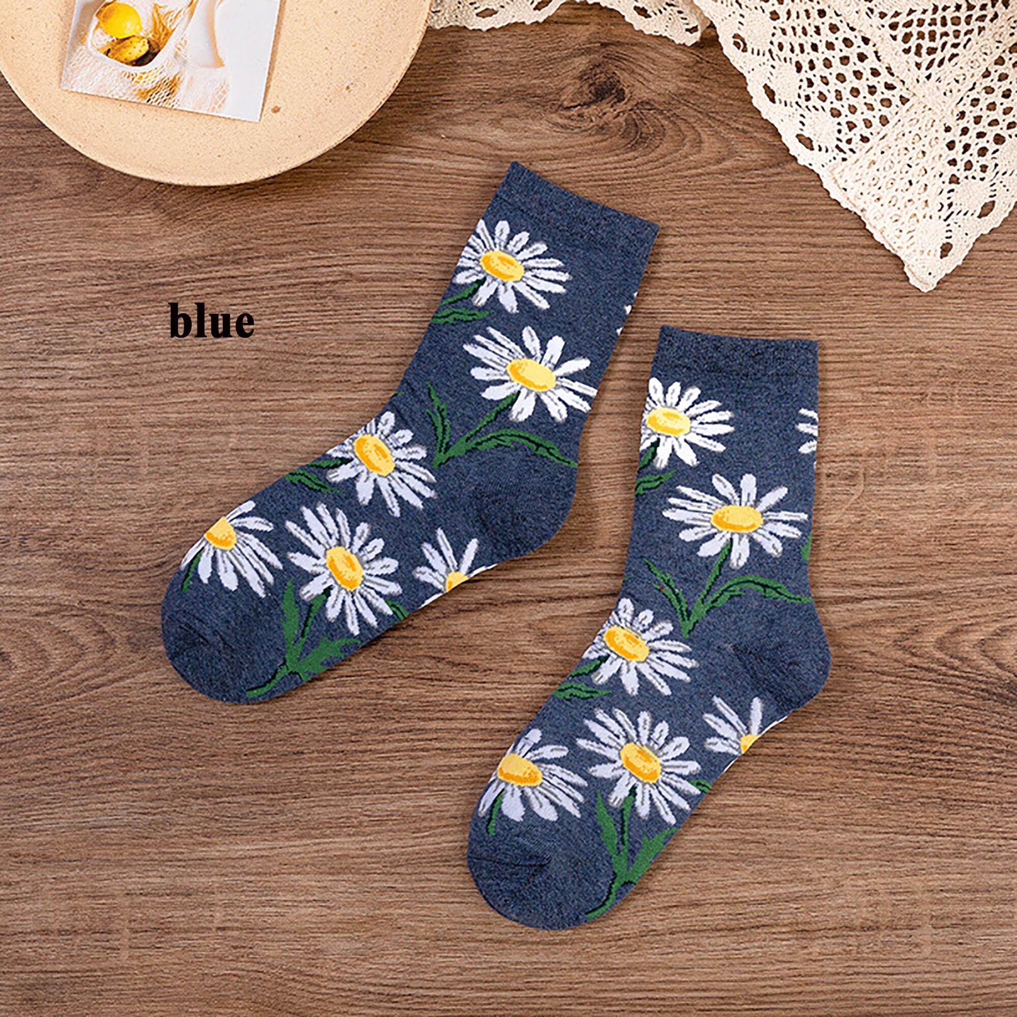 Big Flower Retro Style Women's SocksPlant Flower Pattern Etsy
