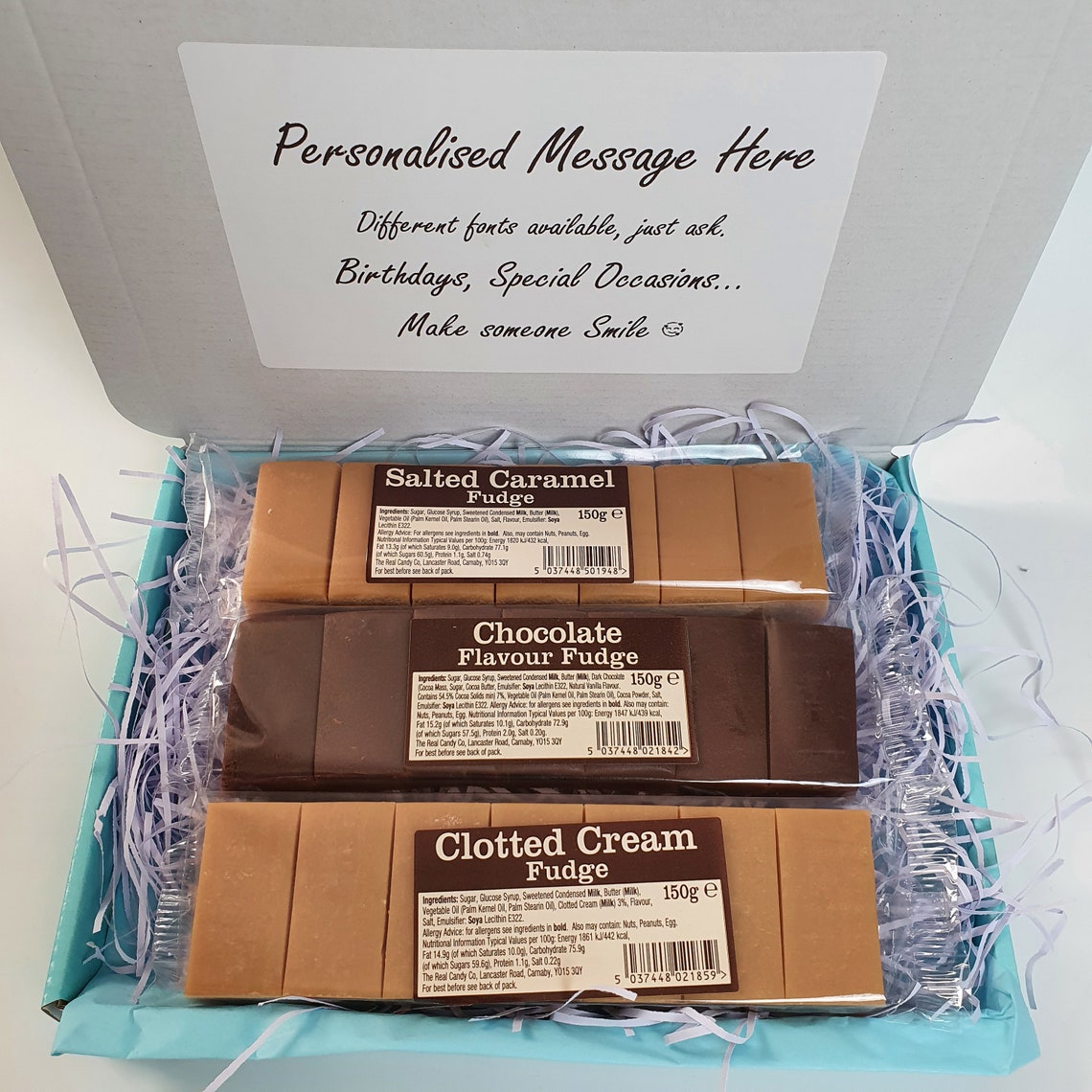 Postable Fudge Bars Letterbox Gift Box Personalised Salted Etsy