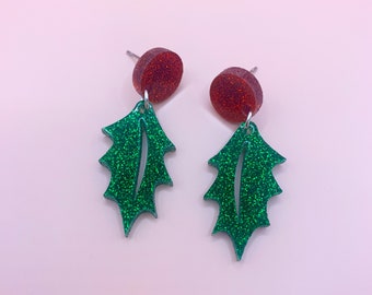 Christmas Holly Earrings