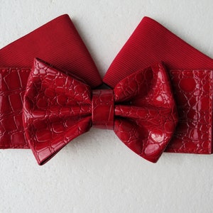 Stretch Elastic Belt with Bow Wide Red Belt