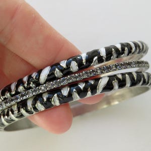 Vintage Bracelets Bangles Set of 3  Black and White
