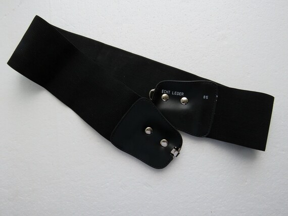 Stretch Elastic Belt Black Belt with Elephant Buc… - image 4