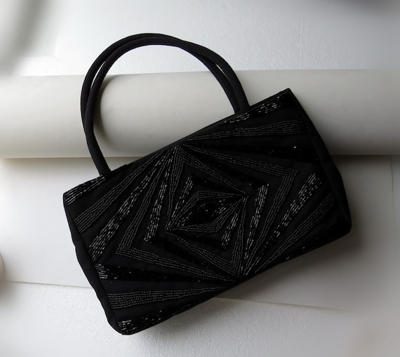 Black Beaded Bag Embroidered Designer Bag