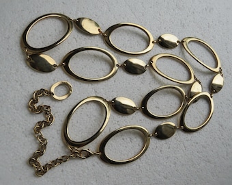 90er Jahre Vintage Metall Gürtel mit Kettengliedern: Verstellbarer Boho Schmuck