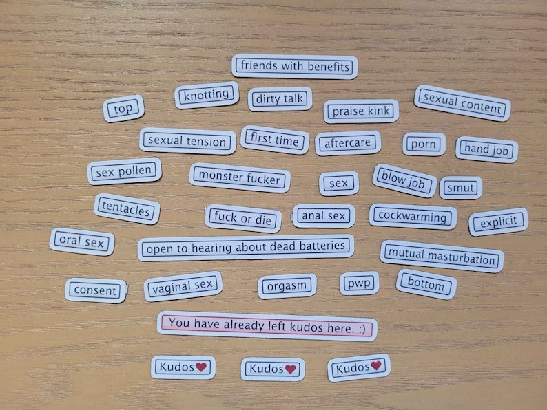 Fanfiction Tag Word Magnets Smut/NSFW Set