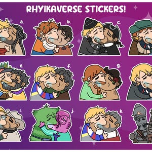 Rhyikaverse Characters Kissing Sloppy Stickers - Additional Pairings
