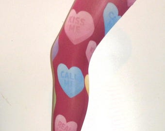 Love Hearts Alternative Printed Tights: 60s 70s Pop Art Valentine's Day fit to 42" HIP  - SIZE 8 - 14 UK