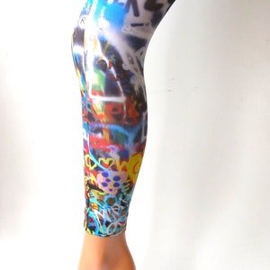 Punk Rock Graffiti 60's 70's Festival fun Footless Tights Tattoo Love Vintage pop art Patterned Printed Funky Multi Print Leggings