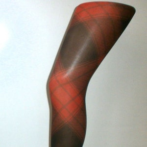 Diamond Check Argyle Tartan Printed Tights Opaque Hosiery PANTYHOSE Red Patterned One Size pantyhose