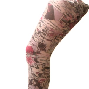 Comic Strip Tights: Pop Art Printed Pantyhose, Retro 60s 70s Style One Size 8-14 UK  pink
