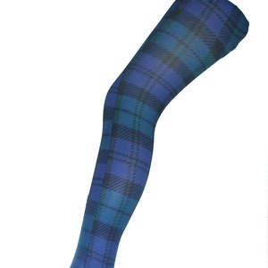 TARTAN Scots PLAID Print Tights Opaque Hosiery PANTYHOSE Purple Green printed patterned pantyhose