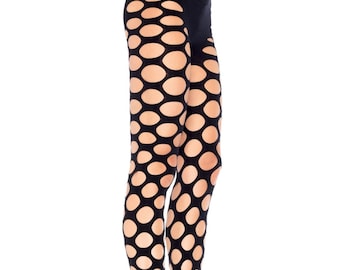 Pothole To Waist Large Jumbo Hole Black Fishnet Holey Whale Net Tights Festival One Size pantyhose