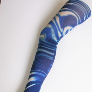 Blue Swirl Patterned Tights: 60s Style Festival Fashion