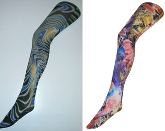 Vintage pop art Alternative Patterned Printed Opaque Tights Festival Funky Retro 70's 80's leggings pantyhose