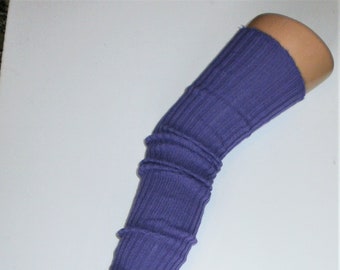 Thigh High Ribbed Legwarmers EXTRA LONG Leg Warmer Dance Yoga Ballet Gym Purple Heather