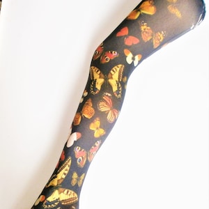 Butterfly Patterned Printed Tights Funky 60's 70's 80's 90's Vintage pop art hippie boho emo alternative pantyhose