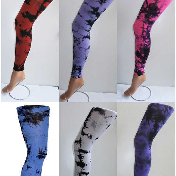 Tie Dye Patterned Footless Tights Leggings Top Quality Vintage Hippy Alternative Festival Print 80 Denier 6 x colours
