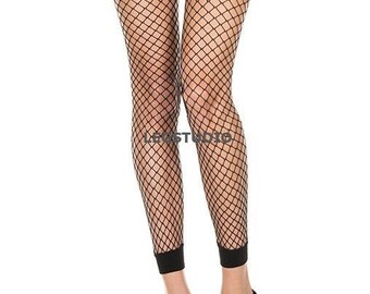 FUNKY black fishnet footless Tights with aDifference TRIAG Pattern Women Tights