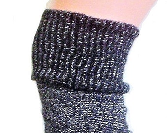 Black Silver Sparkly Lurex Leg warmers Legwarmer Glitter 70's 80's Hen party dance festival