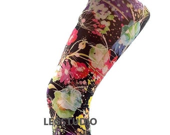 Psychedelic floral Patterned Printed Tights Funky 60's 70's 80's 90's Vintage Hippie boho alternative pantyhose