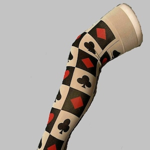 Spielkarte Poker opak Oberschenkel Hoch Strümpfe Strümpfe Herz Dame Vintage Retro 50 DEN