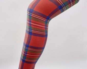 TARTAN PLAID Print Tights 4 x colours Opaque Hosiery PANTYHOSE Printed Patterned One Size pantyhose