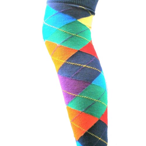 Plaid Knee High Socks Thigh High Knee Argyle Socks For Women Grey Argyle Tights