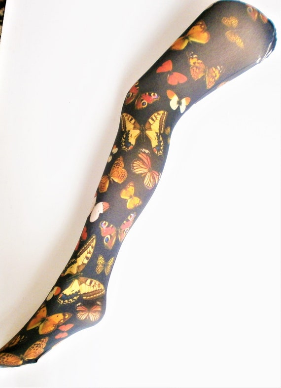 Yellow Pink Green FLORAL Print Tights Alternative Festival Funky 60's 70's  90's Vintage Patterned Pop Art Boho 