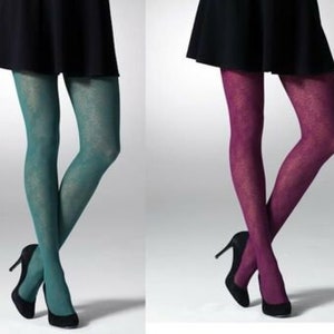 Floral Patterned Lace Net Fishnet FOOTLESS Tights 4 X Colours Vibrant  Alternative Pantyhose Festival Dance Hosiery Flower 