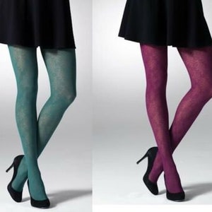 Flower Patterned Venice Lace Tights Plum Green pantyhose Festival Floral Alternative Hosiery pantyhose