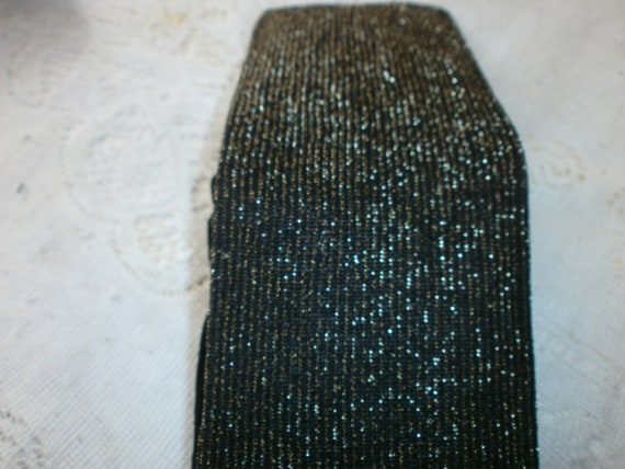 Black Gold Sparkly Lurex Ribbed Tights Retro pant… - image 4