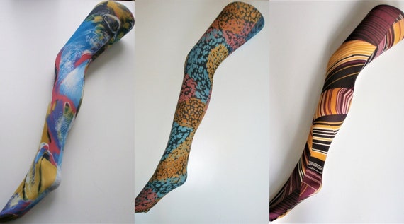 Vintage Pop Art Alternative Patterned Printed Festival Tights Graphic  Swirly Abstract Funky Trippy 60's 70's 