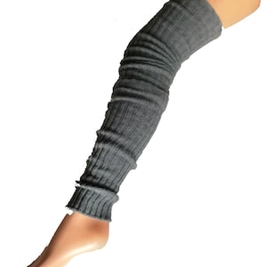 Thigh High Ribbed Legwarmers EXTRA LONG Leg Warmer Dance Yoga Ballet Gym GREY