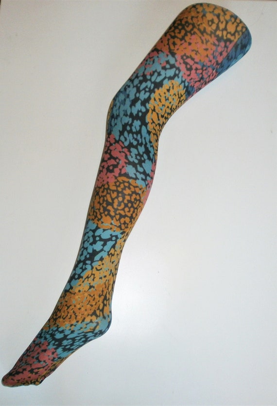 Swirly Abstract Funky Vintage Patterned Printed Tights Trippy 60's 70's  80's Boho Alternative Print Festival Pantyhose 