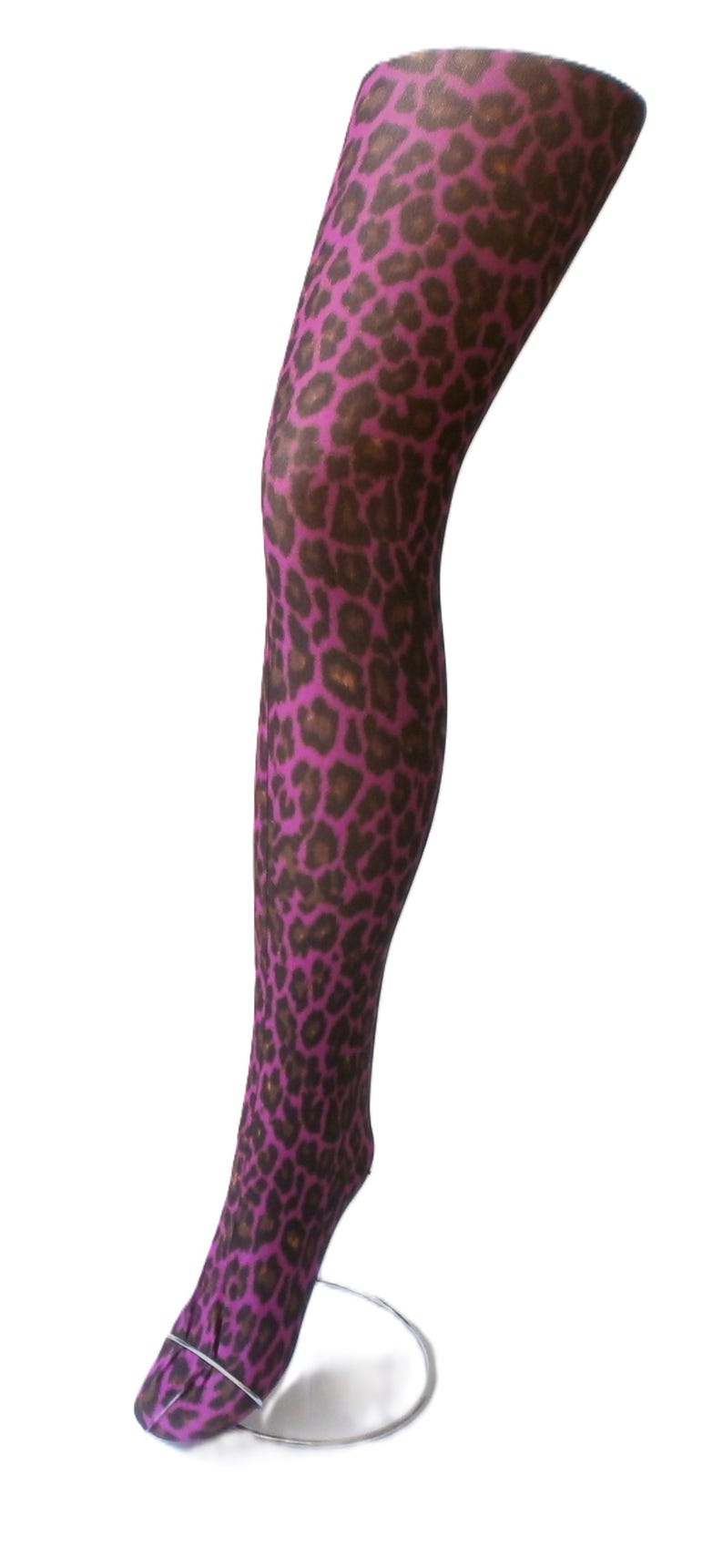Medias con estampado de leopardo: pantimedias vintage retro de los 80 con estampado pop art de los 90, estampado animal, talla única, 70 deniers. imagen 4