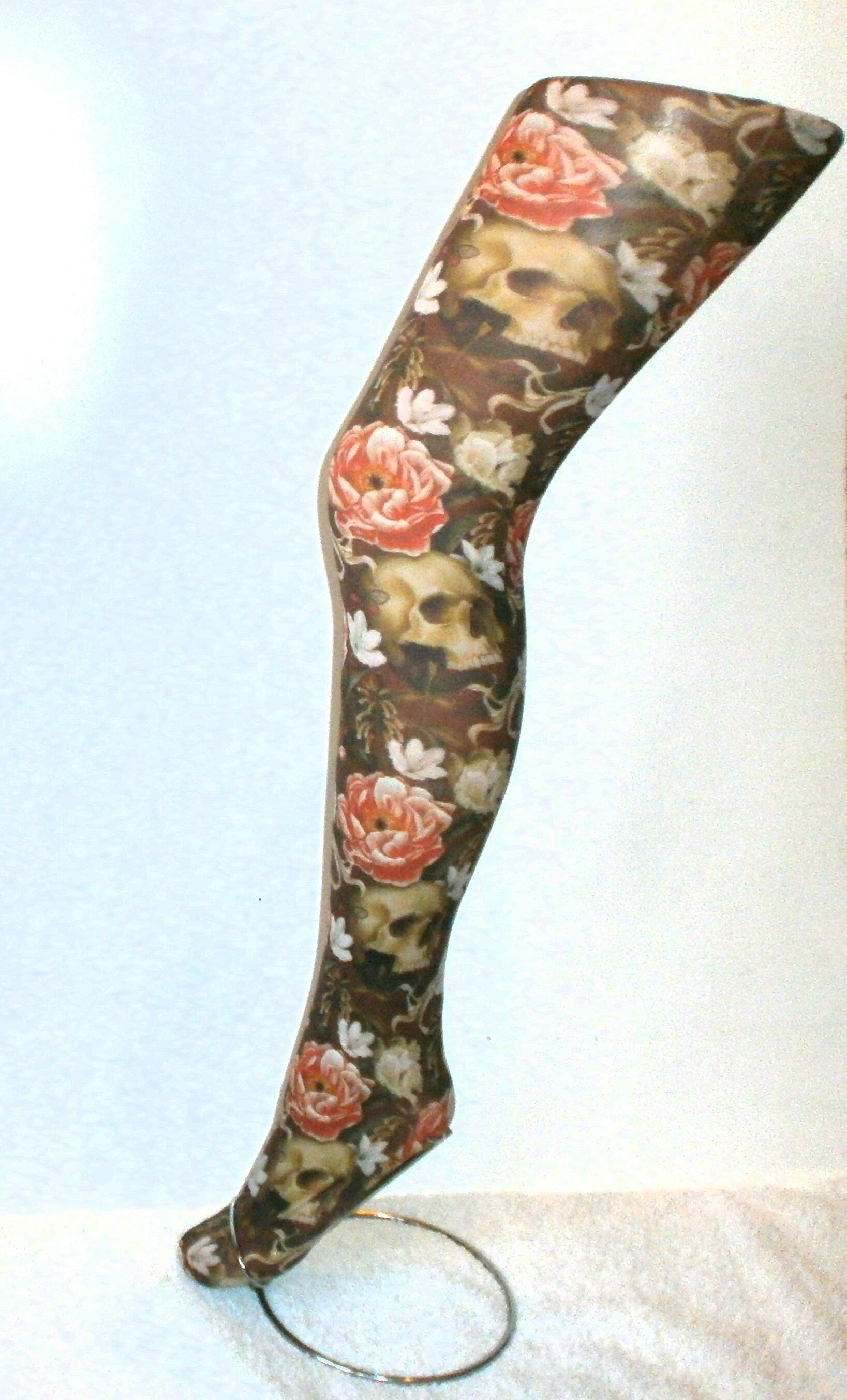 Skull Roses Tattoo Patterned Printed Tights 70's 80's 90's Festival Funky  Punk Vintage pop art goth alternative gothic