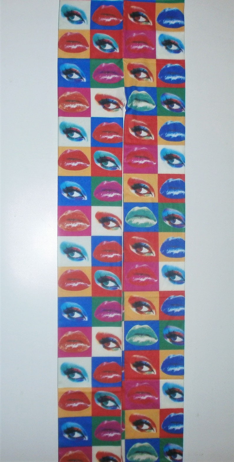 Lips Eyes 60's 70's Festival Tights Andy Warhol Vintage pop art Patterned Printed Funky Multi Print Pantyhose image 2