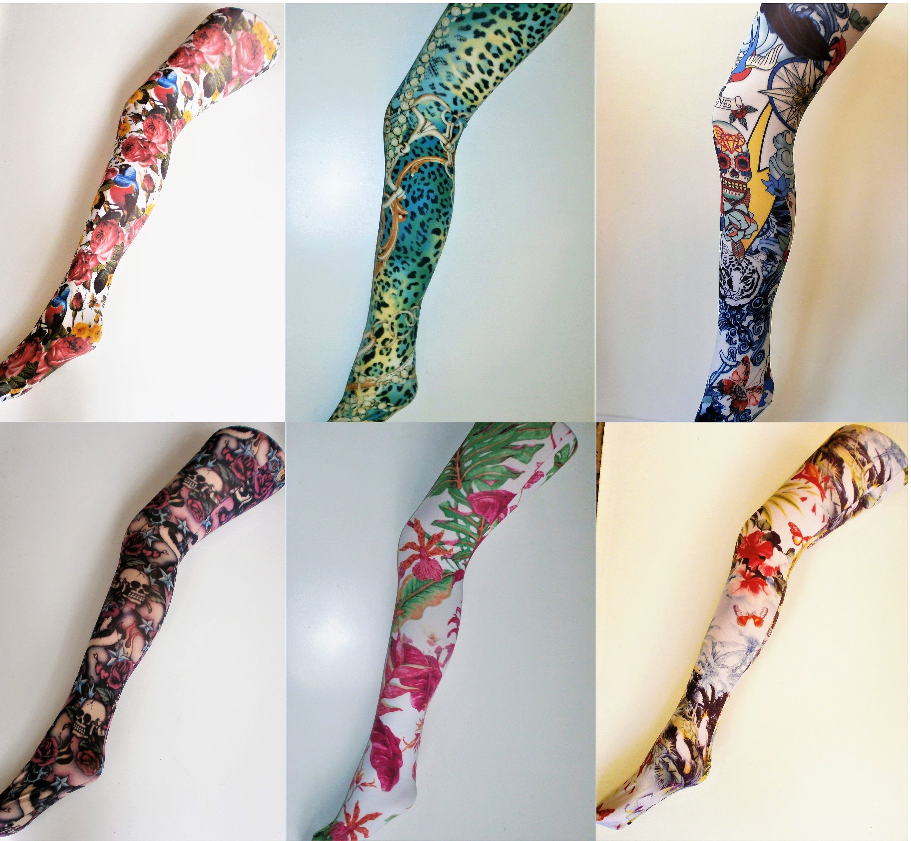 Vintage Pop Art Alternative Patterned Printed Tights Festival