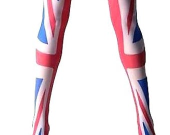 Top Quality Union Flag Union Jack Printed Tights Alternative GB UK British Flag Print Red White Blue Party one size