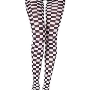 Geometric Checkered Pattern Tights: checker board 60s 70s Pop Art Pantyhose