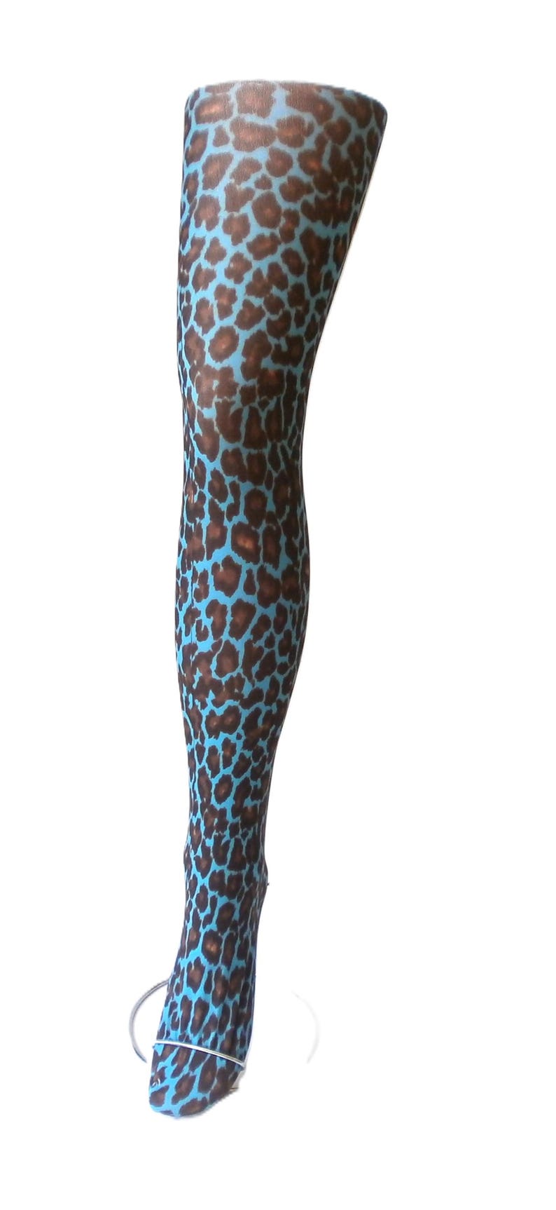 Medias con estampado de leopardo: pantimedias vintage retro de los 80 con estampado pop art de los 90, estampado animal, talla única, 70 deniers. imagen 8