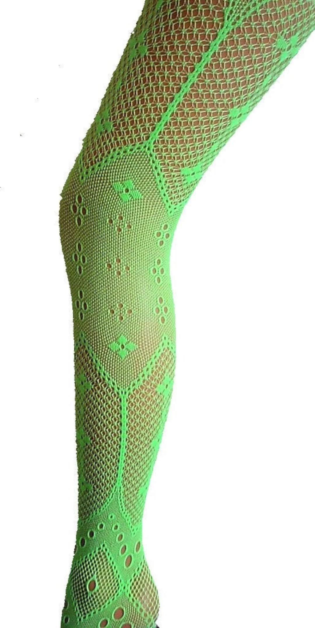 Flower Patterned Lace Net Fishnet Tights Vibrant Flo Neon Green or Pink Pantyhose Halloween Dance Floral Panel Alternative Hosiery Pantyhose Etsy
