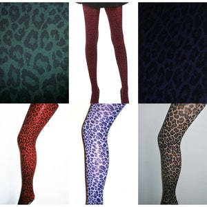 LEOPARD Bedruckte Strumpfhose Pop Art Vintage Retro Halloween 80er 90er gemustert Tierdruck Einheitsgröße 50 DEN 8 x Farboptionen